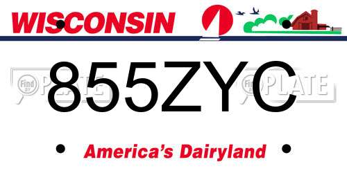 855ZYC Wisconsin License Plate