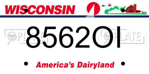 8562OI Wisconsin License Plate