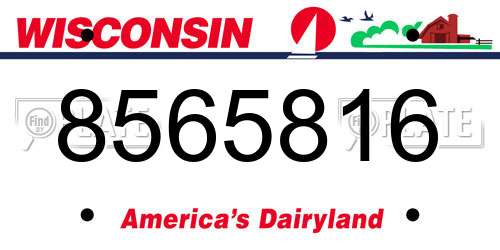 8565816 Wisconsin License Plate