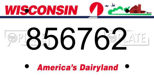 856762 Wisconsin License Plate