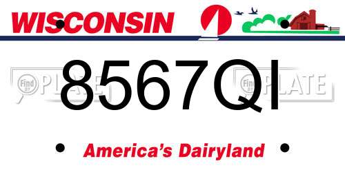 8567QI Wisconsin License Plate
