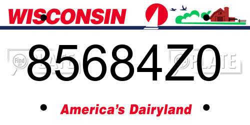 85684Z0 Wisconsin License Plate
