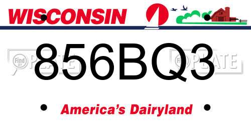 856BQ3 Wisconsin License Plate