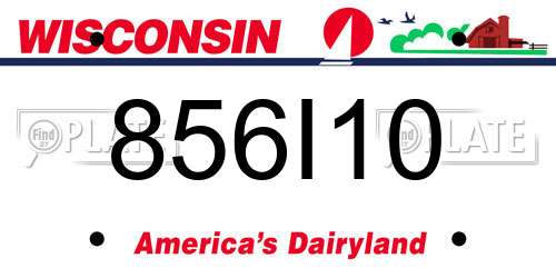 856I10 Wisconsin License Plate