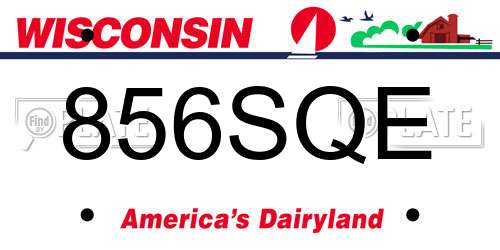 856SQE Wisconsin License Plate
