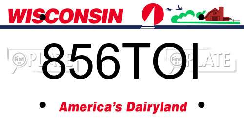 856TOI Wisconsin License Plate