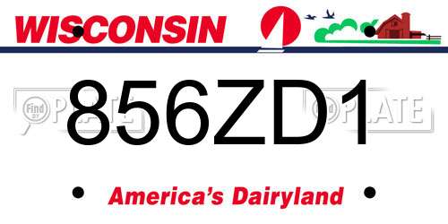 856ZD1 Wisconsin License Plate