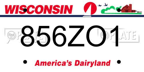 856ZO1 Wisconsin License Plate