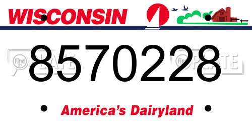 8570228 Wisconsin License Plate