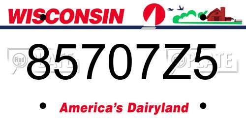 85707Z5 Wisconsin License Plate