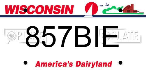 857BIE Wisconsin License Plate