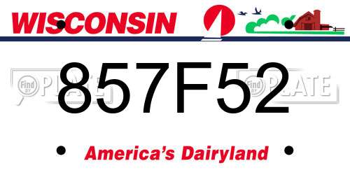 857F52 Wisconsin License Plate