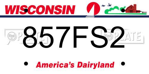 857FS2 Wisconsin License Plate