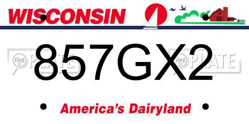 857GX2 Wisconsin License Plate