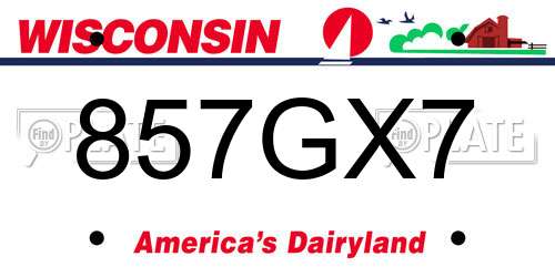 857GX7 Wisconsin License Plate