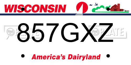 857GXZ Wisconsin License Plate
