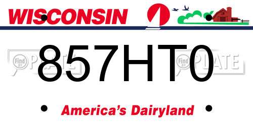 857HT0 Wisconsin License Plate