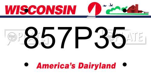 857P35 Wisconsin License Plate