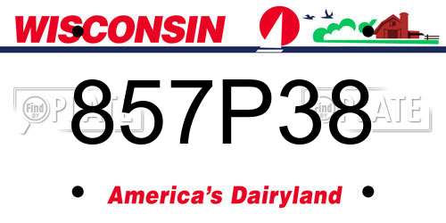 857P38 Wisconsin License Plate
