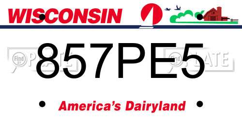 857PE5 Wisconsin License Plate
