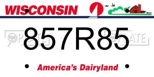 857R85 Wisconsin License Plate