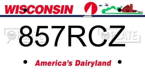 857RCZ Wisconsin License Plate