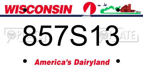 857S13 Wisconsin License Plate