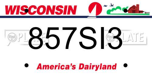 857SI3 Wisconsin License Plate