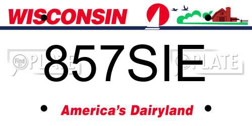 857SIE Wisconsin License Plate