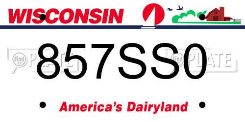 857SS0 Wisconsin License Plate