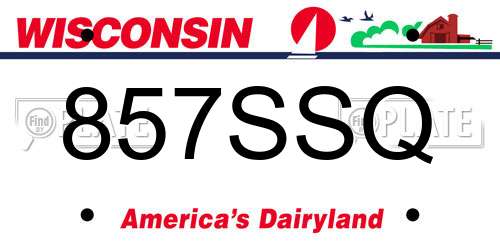 857SSQ Wisconsin License Plate