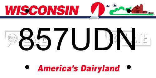 857UDN Wisconsin License Plate
