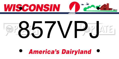 857VPJ Wisconsin License Plate