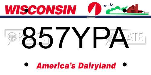 857YPA Wisconsin License Plate