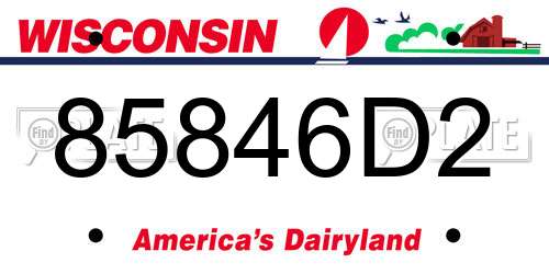 85846D2 Wisconsin License Plate