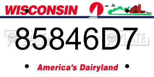 85846D7 Wisconsin License Plate