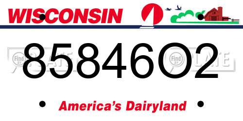 85846O2 Wisconsin License Plate