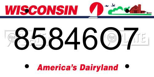 85846O7 Wisconsin License Plate