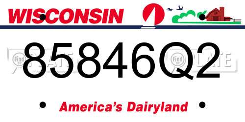 85846Q2 Wisconsin License Plate