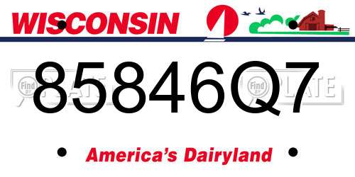 85846Q7 Wisconsin License Plate