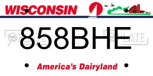 858BHE Wisconsin License Plate