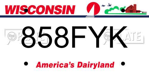 858FYK Wisconsin License Plate