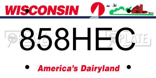 858HEC Wisconsin License Plate