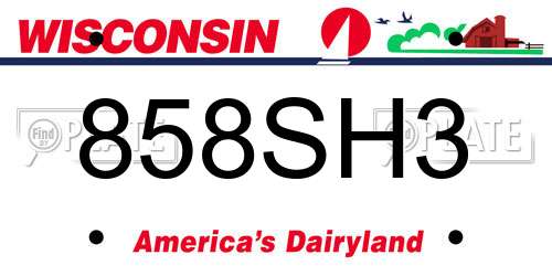 858SH3 Wisconsin License Plate