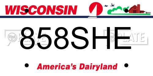 858SHE Wisconsin License Plate