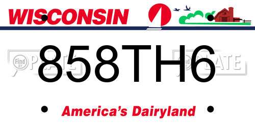 858TH6 Wisconsin License Plate