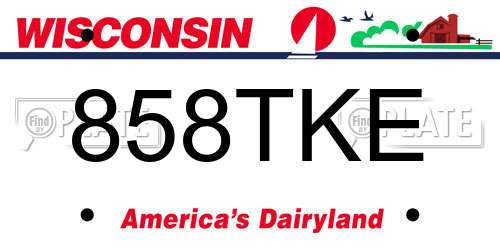 858TKE Wisconsin License Plate