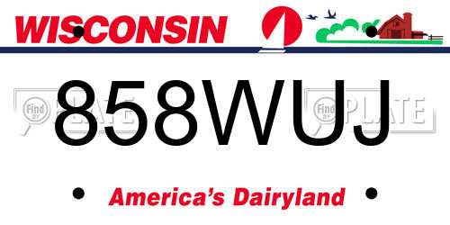 858WUJ Wisconsin License Plate