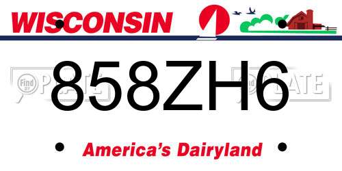 858ZH6 Wisconsin License Plate