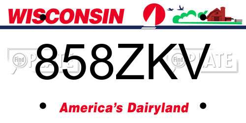 858ZKV Wisconsin License Plate